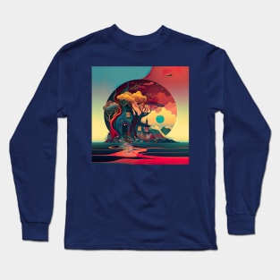 Colorful Landscape Design Long Sleeve T-Shirt